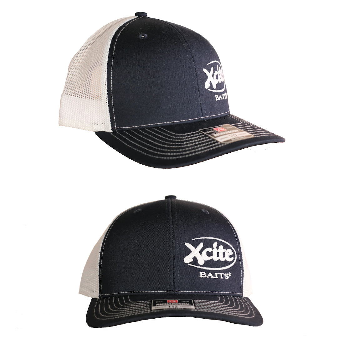 Dark Blue White Xcite Baits Trucker Hat